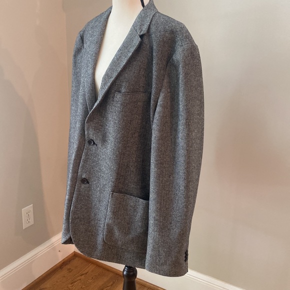 Mens XL herringbone black gray XL blazer sport coat dinner jacket - Picture 4 of 11